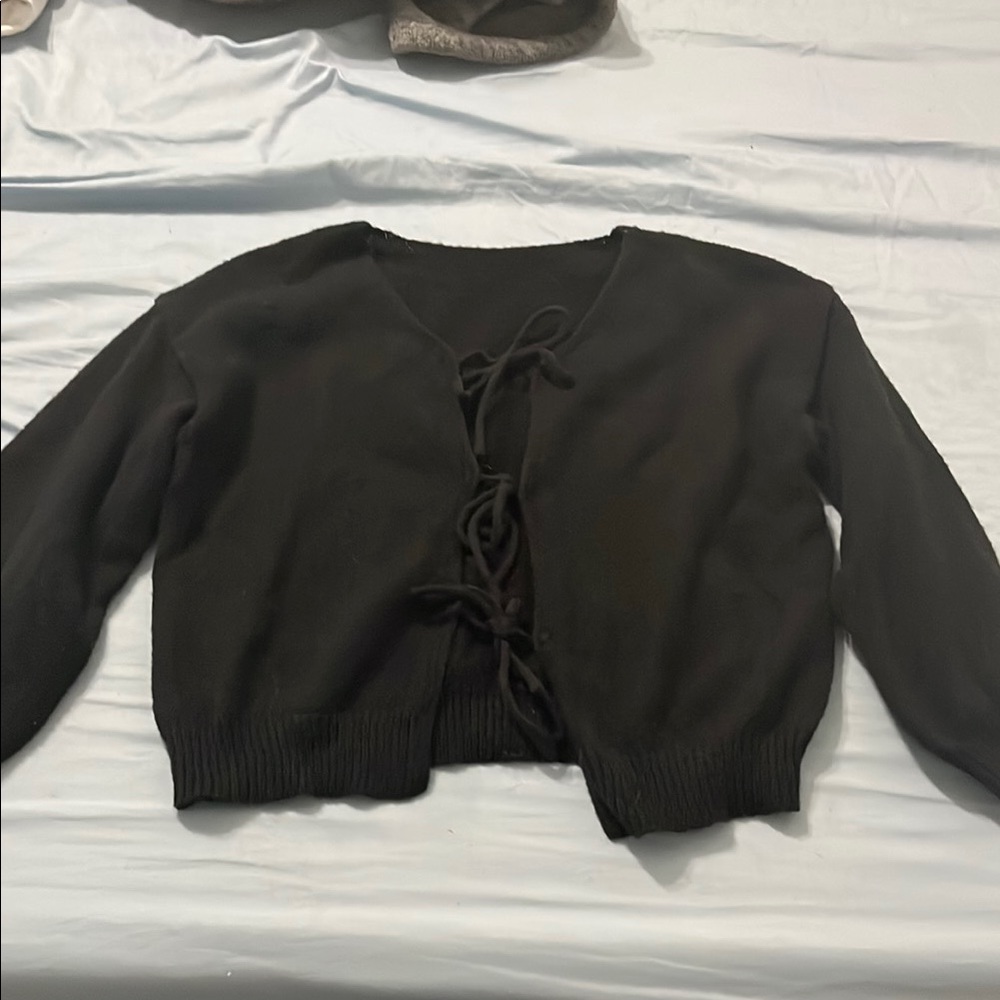 Black Lace-Up Women's Sweater